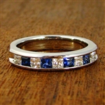 Classic Channel-Set Wedding Band wtih Diamonds and Sapphires