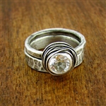 Nested White Topaz Engagement Ring Set