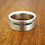 Satellite Wedding Band - White Gold with Black Diamonds