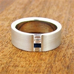Day and Night Wedding Band with Diamond and Sapphire