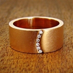 Solar Flare Wedding Band - Rose Gold with Diamond