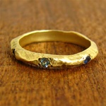 Serendipity Hammered Wedding Band with Topaz and Sapphires