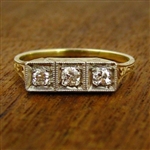 Vintage Engagement Ring with Engraved Botanical Setting, circa 1935