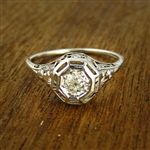 Vintage Engagement Ring with Octagonal Setting, circa 1950