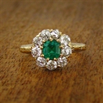 Vintage Engagement Ring with Emerald, circa 1900