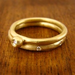 Petite Nest Diamond Engagement Ring Set - Gold