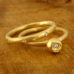 Delicate Nest Diamond Engagement Ring Set - Gold