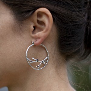 Full Moon Branch Earrings - Silver by Jivita Harris-Casey