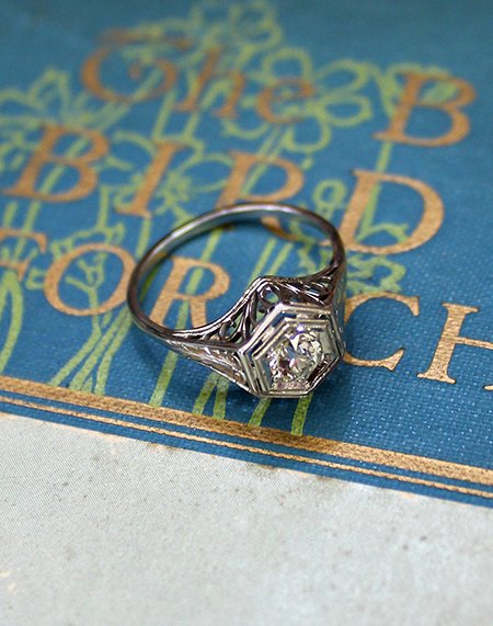 Turtle Love Co Josephine Vintage Diamond Engagement Ring