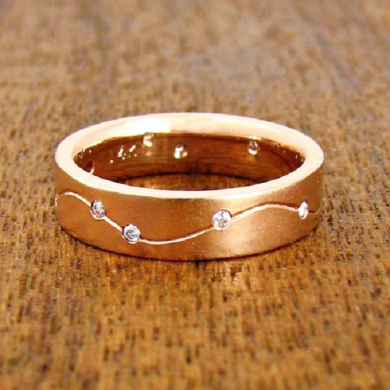 Constellation Wedding Band - Rose Gold with Diamonds Constellation Wedding Band - Rose Gold with Diamonds