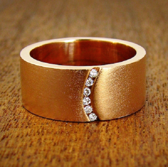 Solar Flare Wedding Band - Rose Gold with Diamonds Solar Flare Wedding Band - Rose Gold with Diamonds