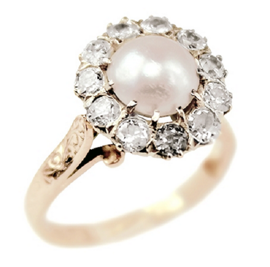 Alivia Vintage Pearl and Diamond Engagement Ring Alivia Vintage Pearl and Diamond Engagement Ring