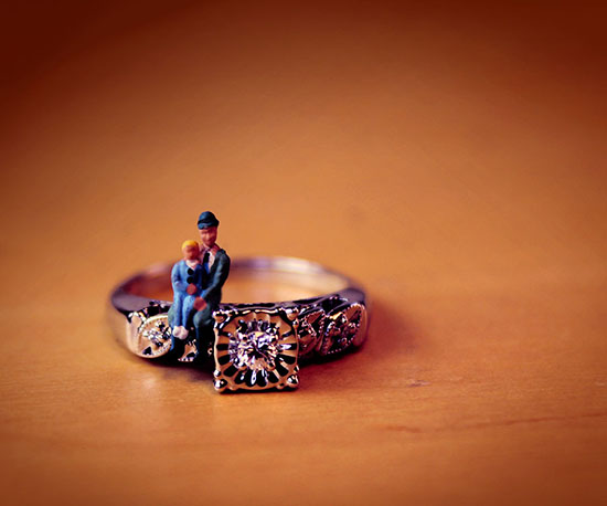 Tiny People on Vintage Engagement Ring 1 Tiny people on Vintage Engagement Ring