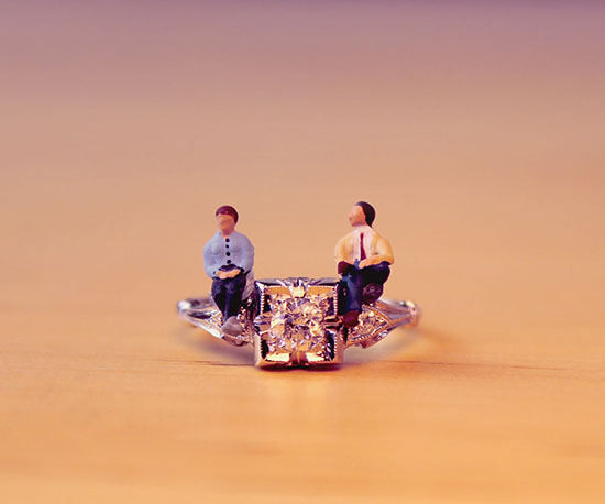 Tiny People on Vintage Engagement Ring 2 Tiny people on Vintage Engagement Ring