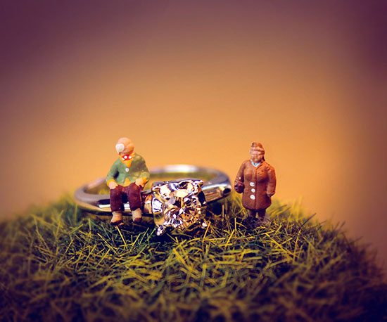Tiny People with Vintage Engagement Ring 3 Tiny people with Vintage Engagement Ring