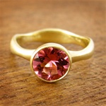 Pink Tourmaline Tidal Engagement Ring