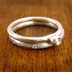 Petite Nest Diamond Engagement Ring Set - Silver