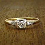 Vintage Engagement Ring with Delicate Square Setting, circa 1960