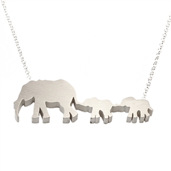 Mother and Two Baby Elephants Necklace