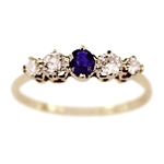 Shelly Vintage Diamond and Sapphire Wedding Ring circa 1960
